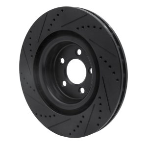 Chrysler 300 Brake Rotor (1) - Front Left - R1 Concepts - Drilled & Slotted - Black - `05-`23